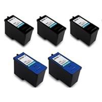 Amsahr KX701/JP451 Remanufactured Replacement Dell Ink Cartridges for Printers/Faxes with 3 Black and 2 Color Cartridges Ink