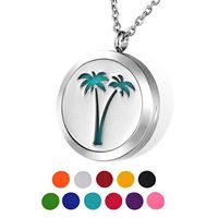 HOUSWEETY Aromatherapy Essential Oil Diffuser Necklace-Stainless Steel Locket Pendant,11 Refill Pads(Engraving)