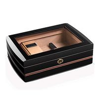Cigar Box Desktop Cigar Humidor Cedar Wood with Thermometer Cigar Box Cigarette Case Black, 330x230x100mm Gifts (Size : 330x230x100mm)
