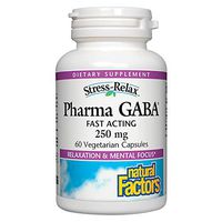 Stress-Relax Pharma GABA 250 mg by Natural Factors, Non-Drowsy Stress Support for Relaxation and Mental Focus, 60 Vegetarian Capsules (60 Servings)