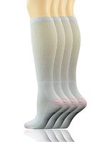 Yomandamor Women's Non-binding Cotton Knee-Hi Diabetic Socks Boot Socks with Cushion Sole and Seamless Toe,4 Pairs L Size