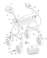 Drive Replacement Parts for Rollator Model 10257 (6. Wheel Brake- Left)