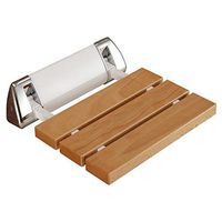 XH Wall-Mounted Folding Wooden Shower Chair, Solid Wood + Stainless Steel + Transparent Coating, Additional Protection Load 220, Suitable for People with Reduced Mobility