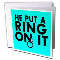 3dRose He Put A Ring on It Aqua Greeting Cards, Set of 6 (gc_194347_1)