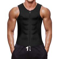 Jiayit Tank Tops for Men Teen Boy Waist Vest for Weightloss Hot Neoprene Corset Body Shaper Zipper Tank Top Blouse T-Shirt (XXXL, Black)