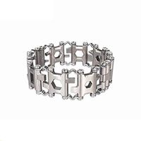 Mahaishangmao Multi Tool Bracelet,Chain Bracelet Multifunctional Stainless Steel Bracelet,The Original Travel Friendly Wearable Multitool for Men Women Silver
