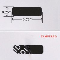10,000 Black TamperColor Tamper Evident Black Security Label Seal Sticker, Rectangle 0.75" x 0.25" (19mm x 6mm).