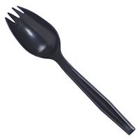 Daxwell Plastic Sporks, Medium Weight Polypropylene (PP), Black, 5 3/8", A10000539 (Case of 1,000)