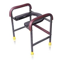 LshkyGH Dark Red Mobile Commode Chairs, U-Type with Grab Bars Paint Rust Non-Slip Height Adjustable 30-50cm Thicker Steel Old Man Pregnant Women Sturdy Waterproof