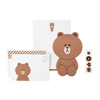 LINE FRIENDS Writing Stationery Paper Letter Set with Envelopes and Stickers (Brown)