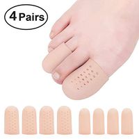 Beautulip Toe Cover Gel Protectors Breathable Toe Sleeves for Missing or Ingrown Toenails, Greek Toe and Hammer Toe PACK of 8 (Beige)