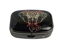 XUTAI Custom Personalized Square Stainless Steel Gun Silver Glass Travel Pill Case Vitamin Decoration Box (The Golden Elephant)