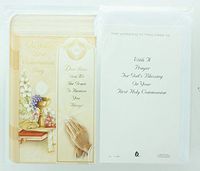 RA001 On Your First Communion Day Greeting Card. Includes Envelope and Bookmark.