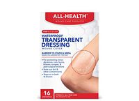 All Health Clear Waterproof Transparent Dressing Wound Cover, 16 Dressings, 2.36" X 2.75"