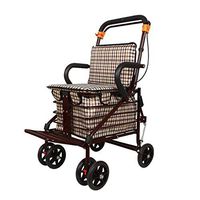 GYZ GY Elderly Walker Shopping Cart with Wheel Trolley with Seat Plate and Pedal Foldable Medical Supplies (Color : A)