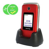 Ushining 3G Unlocked Flip Cell Phone for Senior & Kids,Easy-to-Use Big Button Cell Phone with Charging Dock (Red)