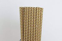 Gold (non Metallic) Chevron Paper Straws (100)