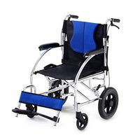 QTT Wheelchairs Folding, Lightweight Transit Comfort Wheelchair Mobility Device for Elderly (Color : Blue)