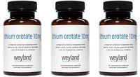 Weyland Brain Nutrition: Lithium Orotate 10mg (3 Bottles), 180 Vegetarian Capsules, Lithium Supplement Supports Healthy Mood, Behavior, Memory and Wellness