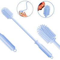 Fymural Silicone Bottle Brush Cleaner - BPA Free Bottle Cleaning Brush with 15” Long Handle Glass & Plastic Water Bottles Brush for Washing Narrow Neck Containers Sports Bottle, Vase (Blue)