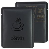 QQ Studio Double-Sided Matte Color Open Bottom Coffee Imprint Design Packaging Bags (3.9" x 4.7", Matte Black)