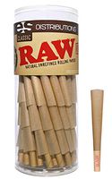 RAW Cones Classic 1 1/4 | 64 Pack | Natural Pre Rolled Rolling Paper with Tips & Packing Sticks Included