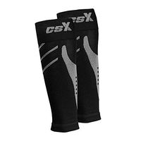 CSX 15-20 mmHg Compression Sleeve for Men and Women, Leg Calf Support, Athletic Sport Fit, Silver on Black, X-Large