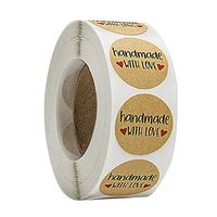 LoveinDIY Round Shape Thank You Stickers, Kraft Paper Decorative Sealing Labels, 500 Stickers/Roll, 1" Diameter (1 Roll)
