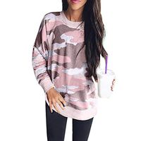Meikosks Women's Long Sleeve Camouflage T Shirt Loose Sweatshirts Ladies Blouses Tops
