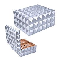 Yannabis Cigar Humidor Case with Humidifier and Hygrometer, Spanish Cedar Wood and Silver Piano Paint (Holds Up to 100-125 Cigars)