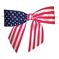 Weststone 50pcs Satin Starts and Stripes Ribbon Bows 3 1/2" Span x 2" Tail, Ribbon Width 1", Pre-Tied Bows or Self-Adhesive Bows
