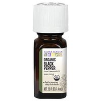 Aura Cacia Certified Organic Pure Black Pepper Essential Oil | 0.25 fl. oz. | Piper nigrum
