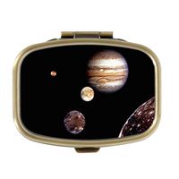 Jupiter and Its Moons Pill Box Decorative Boxes Bronze Rectangular Pill Case Medicine Tablet Holder Wallet Organizer Case for Pocket or Purse