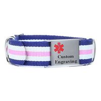 My Identity Doctor - Sports Medical ID Bracelet with Custom Engraving - Soft Nylon - Pink, White and Blue