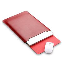 ELEOPTION Microfiber Soft Leather Laptop Sleeve Slim Case Cover Integrated Mousepad for MacBook 12", MacBook 11.6", MacBook 13.3", MacBook 15.5" (15.4 inch, Red)