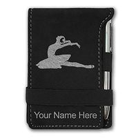 Mini Notepad, Dancer, Personalized Engraving Included (Black with Silver)