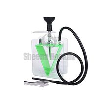 XZYP Arabian Modern Hookah Set, Triangle Hookah Set Plastic Pot with LED, Hose Hookah Combination Kit, Modern Hookah,Green