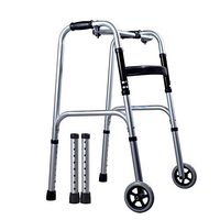 LHQ-HQ Folding Stainless Steel Wheeled Walker Four-Legged Elderly Lightweight Walker Non-Slip Walking Stick with Hospital