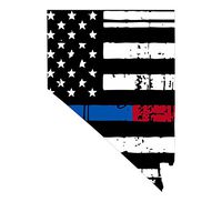 Nevada tattered thin blue-red line flag honoring our men & women of law enforcement and Fire Fighters USA america car symbol sticker decal die cut vinyl window computer - Made and Shipped in USA