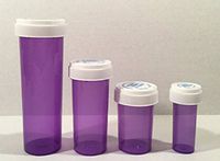 Dram 4 Pack Reversible Lid Cap Containers 60, 30, 20, 08 DR Qty CASE Size Count Rx Pill Pharmacy Vials Crafts Coins Storage Vitamins Medicine MMJ Jar 420 (Violet - Transparent)