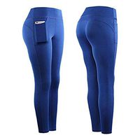 Meikosks Women's Pockets Active Pants Fitness Running Stretch Yoga Leggings Sports Trousers Blue