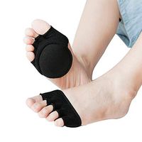 Forefoot Pads, Women's High-Heeled Toe Socks Non-Slip Toe Separating Socks No-Show Half Socks(Black Color,5 Pairs)