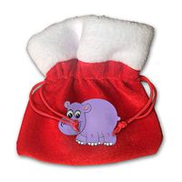 NRIEG Hippopotamus Purple Christmas Candy Bags Santa Claus Gift Treat Sacks with Drawstring Xmas Stocking Ornaments Decor Handbag
