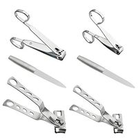 360-Degree Rotating Head Nail Clippers,EZ Comfort Grip Nail, Sharp Carbon Steel Blade Toenail Clippers Stainless Steel Nail File 6pcs Family Set for Kids Men Women