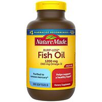 Nature Made Burp-Less Fish Oil 1200 mg Softgels, 200 Count for Heart Health† (Packaging May Vary)