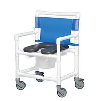 IPU VL OF9250 OS Oversize (Extra Wide) Rolling Shower Commode Chair 400 LBS Capacity (Blue)