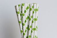 Lime Green Polka Dot Paper Straws (50)