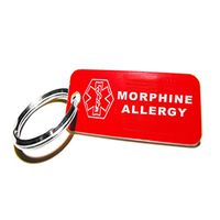 My Identity Doctor - Pre-Engraved Morphine Allergy Plastic Medical Alert ID Keychain, Small 2.25 x .79 Inch