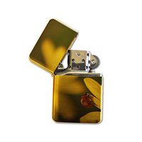 Ladybug Sunflower - Gold Lighter Windproof Flip-Top Refillable with tin Gift Box
