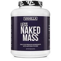 Vanilla Less Naked Mass - All Natural Weight Gainer Protein Powder - 8lb Bulk, GMO Free, Gluten Free & Soy Free. No Artificial Ingredients - 1,260 Calories - 11 Servings
